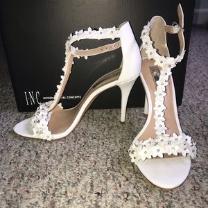 White flower diamond heels